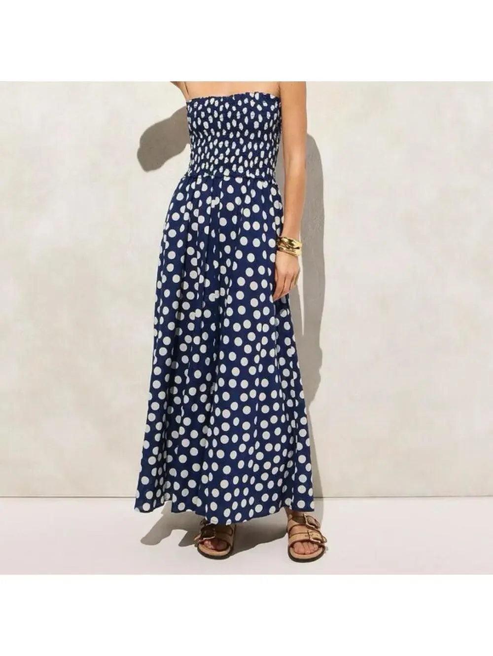 JCrew smacked white and blue polka dot maxi dress in size M #polkadot #maxi
